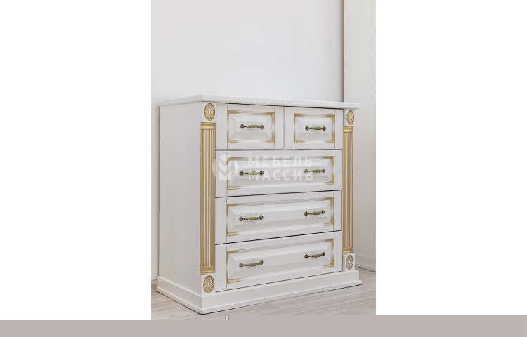 Комод Пальма (белая эмаль с золотой патиной)